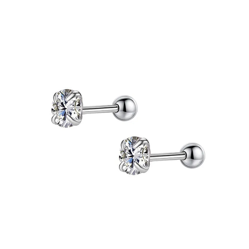 1 Pair Simple Style Solid Color Plating Inlay Sterling Silver Artificial Gemstones Ear Studs