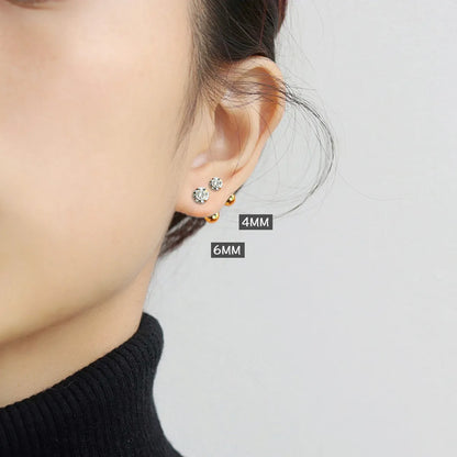 1 Pair Simple Style Solid Color Plating Inlay Sterling Silver Zircon Ear Studs