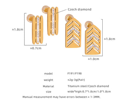 1 Pair Simple Style Solid Color Plating Inlay Titanium Steel Artificial Diamond 18K Gold Plated Drop Earrings