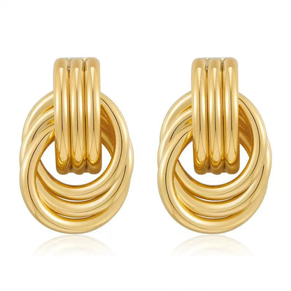 1 Pair Simple Style Solid Color Plating Iron Ear Studs