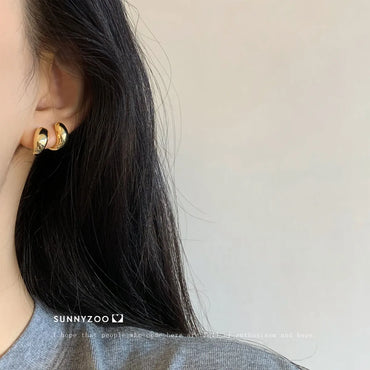 1 Pair Simple Style Solid Color Plating Metal Ear Studs