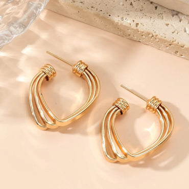 1 Pair Simple Style Solid Color Plating Metal Gold Plated Ear Studs