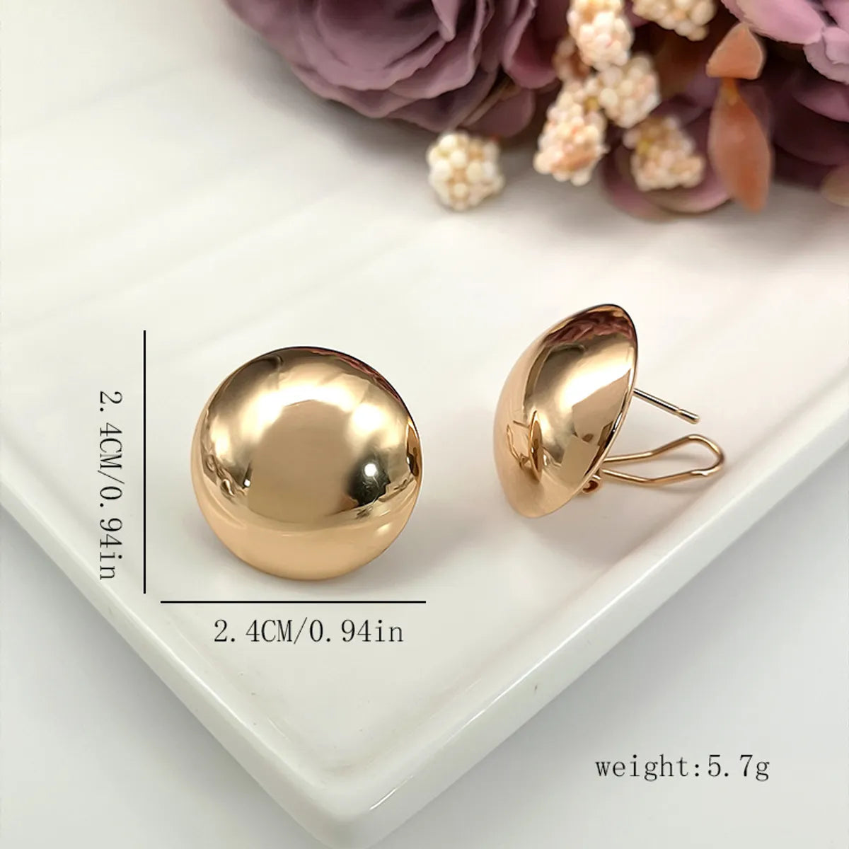 1 Pair Simple Style Solid Color Plating Metal Gold Plated Ear Studs