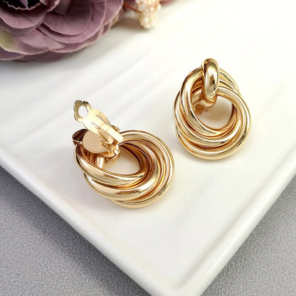 1 Pair Simple Style Solid Color Plating Metal Gold Plated Ear Studs