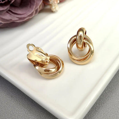 1 Pair Simple Style Solid Color Plating Metal Gold Plated Ear Studs