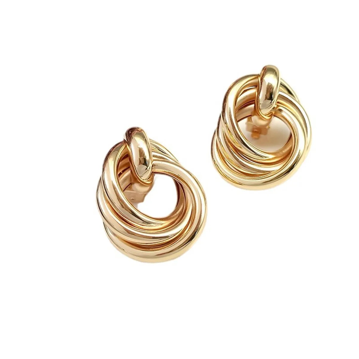 1 Pair Simple Style Solid Color Plating Metal Gold Plated Ear Studs