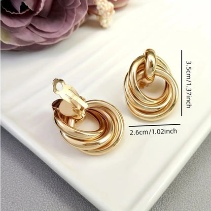 1 Pair Simple Style Solid Color Plating Metal Gold Plated Ear Studs