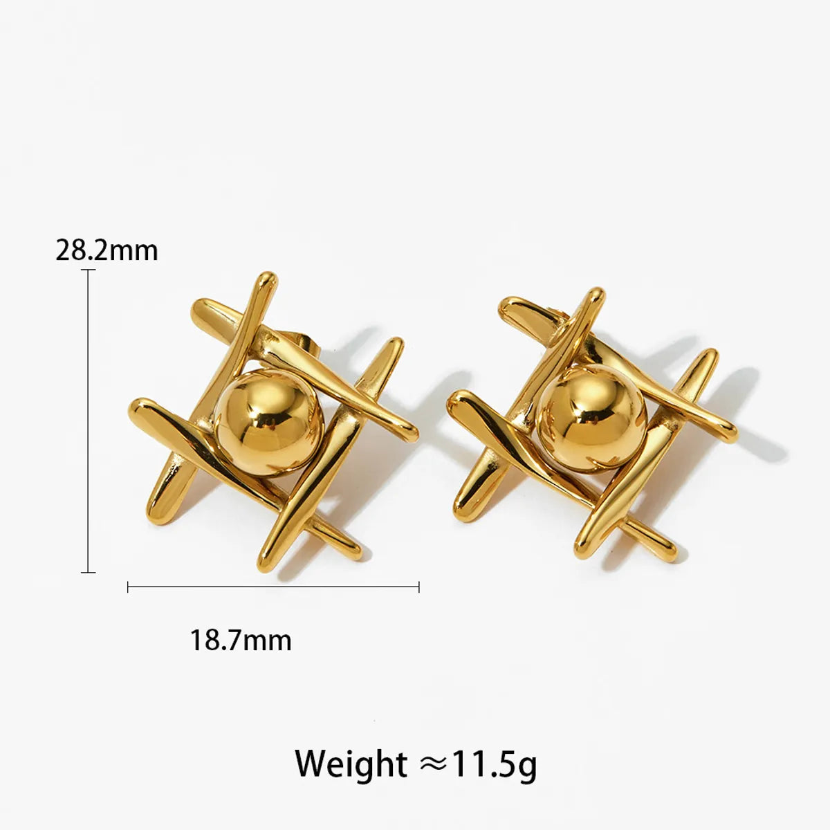 1 Pair Simple Style Solid Color Plating Stainless Steel 14k Gold Plated White Gold Plated Gold Plated Ear Studs