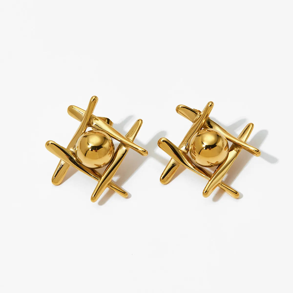 1 Pair Simple Style Solid Color Plating Stainless Steel 14k Gold Plated White Gold Plated Gold Plated Ear Studs