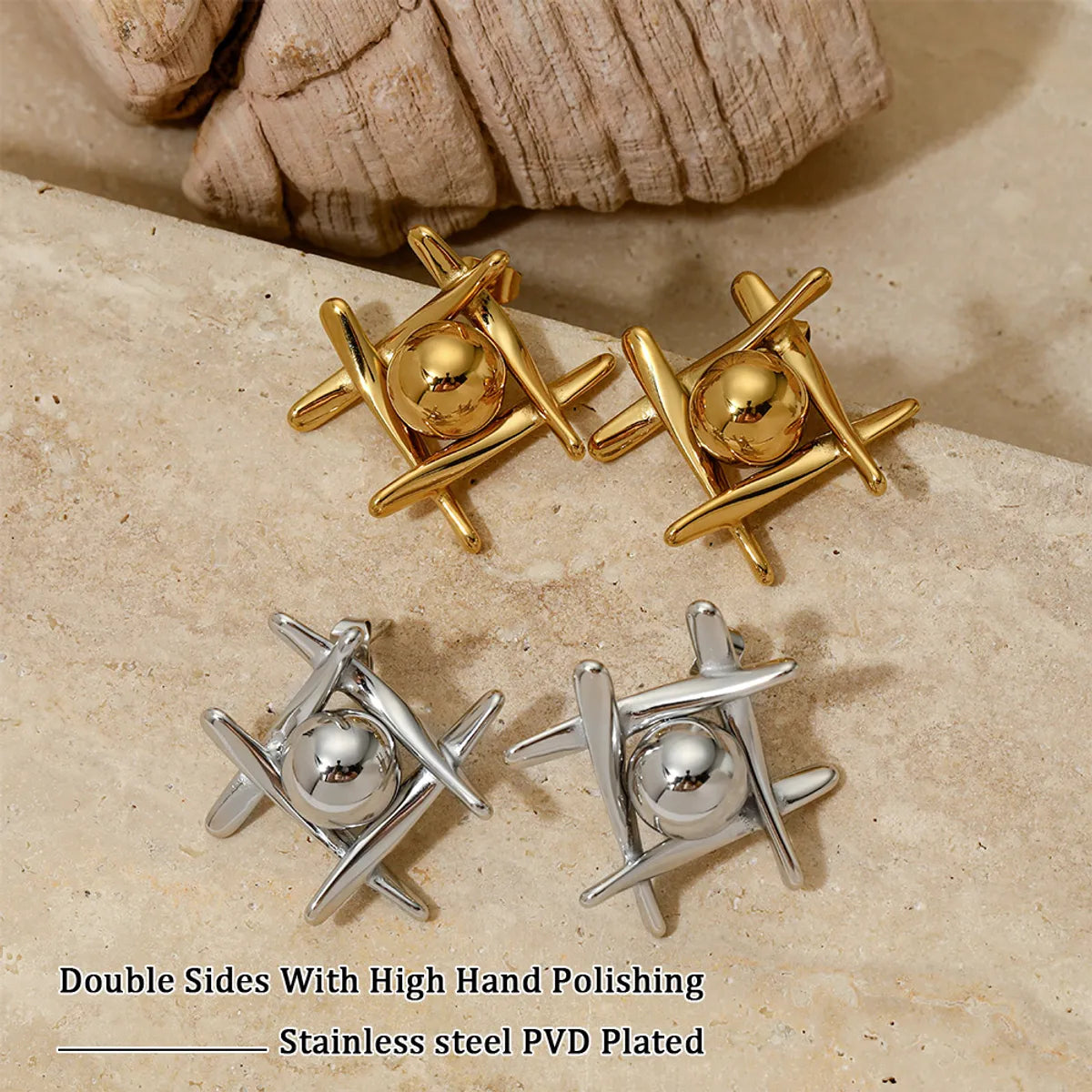 1 Pair Simple Style Solid Color Plating Stainless Steel 14k Gold Plated White Gold Plated Gold Plated Ear Studs