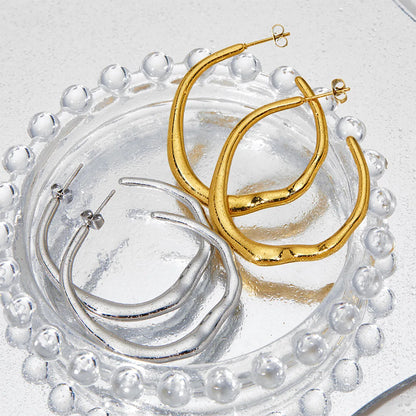 1 Pair Simple Style Solid Color Plating Stainless Steel 14k Gold Plated White Gold Plated Gold Plated Hoop Earrings