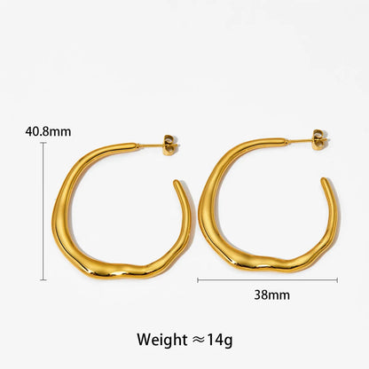 1 Pair Simple Style Solid Color Plating Stainless Steel 14k Gold Plated White Gold Plated Gold Plated Hoop Earrings