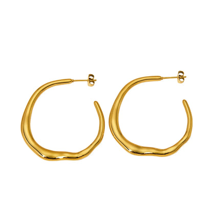 1 Pair Simple Style Solid Color Plating Stainless Steel 14k Gold Plated White Gold Plated Gold Plated Hoop Earrings