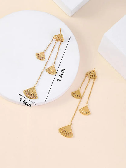 1 Pair Simple Style Solid Color Plating Stainless Steel 18k Gold Plated Drop Earrings