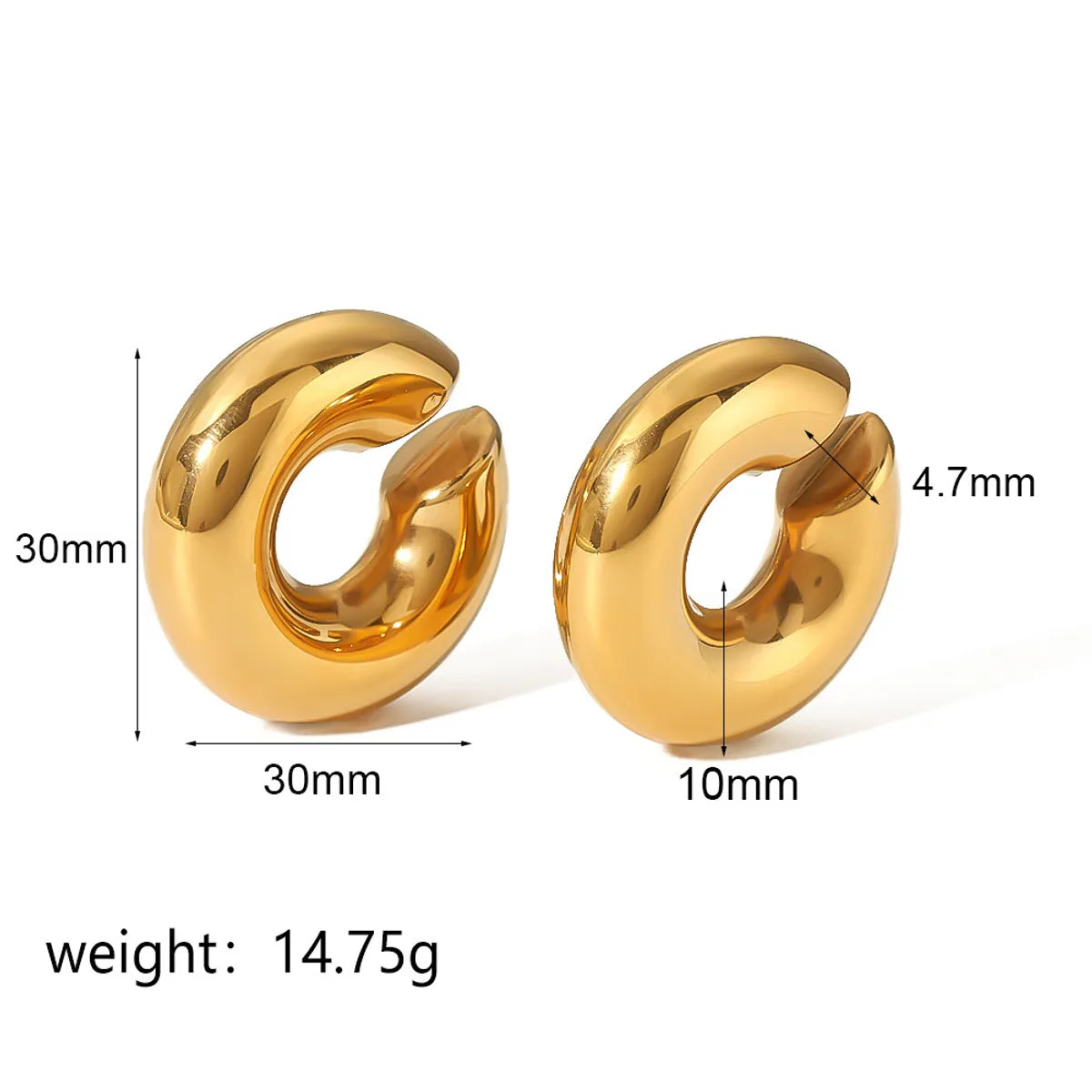 1 Pair Simple Style Solid Color Plating Stainless Steel 18k Gold Plated Ear Cuffs