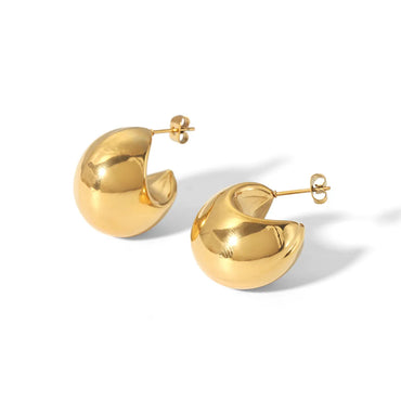 1 Pair Simple Style Solid Color Plating Stainless Steel 18k Gold Plated Ear Studs