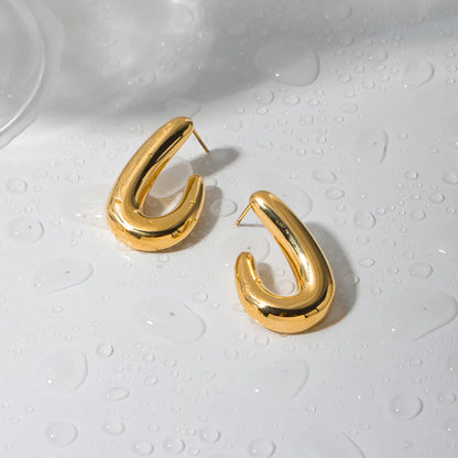 1 Pair Simple Style Solid Color Plating Stainless Steel 18k Gold Plated Ear Studs