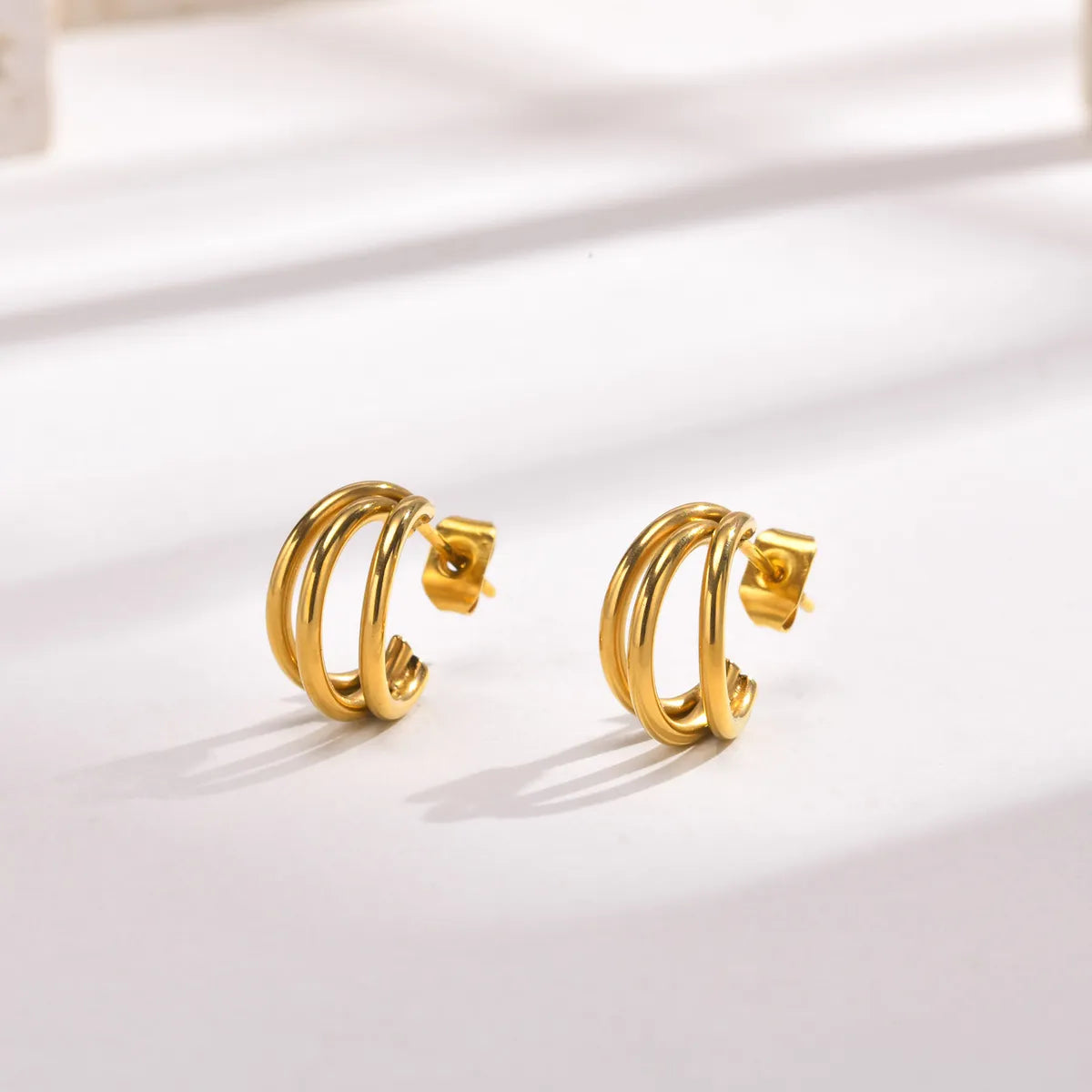 1 Pair Simple Style Solid Color Plating Stainless Steel 18k Gold Plated Ear Studs