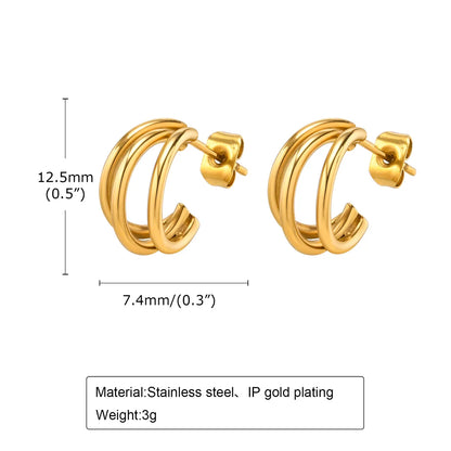 1 Pair Simple Style Solid Color Plating Stainless Steel 18k Gold Plated Ear Studs