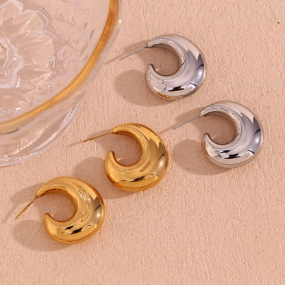 1 Pair Simple Style Solid Color Plating Stainless Steel 18k Gold Plated Ear Studs