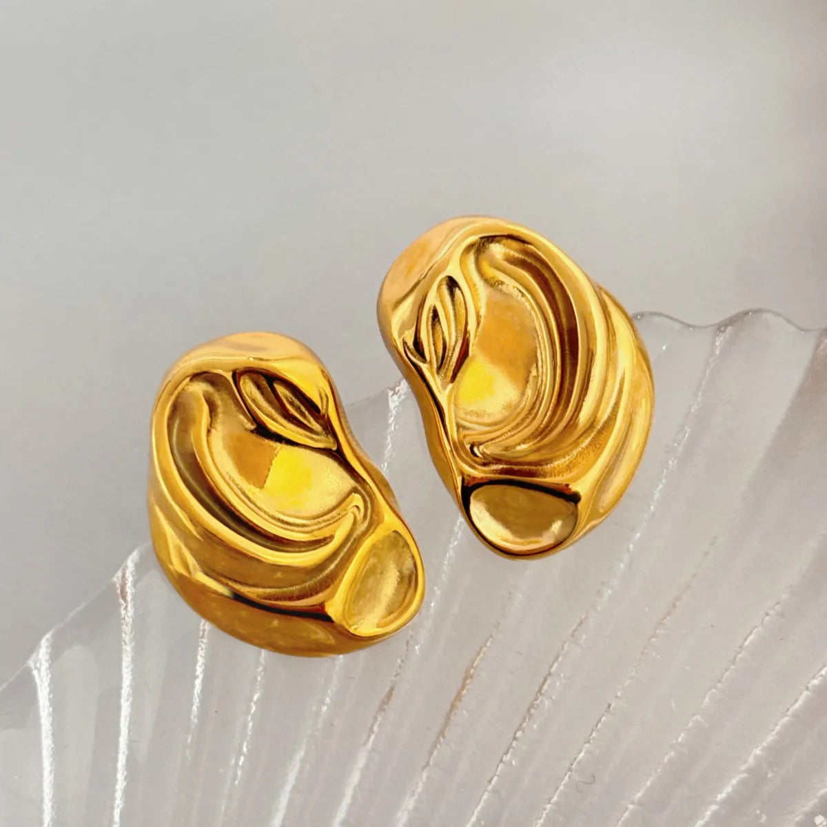 1 Pair Simple Style Solid Color Plating Stainless Steel 18K Gold Plated Ear Studs