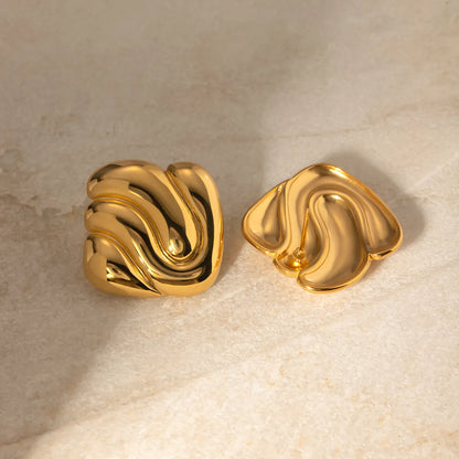 1 Pair Simple Style Solid Color Plating Stainless Steel 18K Gold Plated Ear Studs