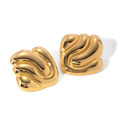 1 Pair Simple Style Solid Color Plating Stainless Steel 18K Gold Plated Ear Studs