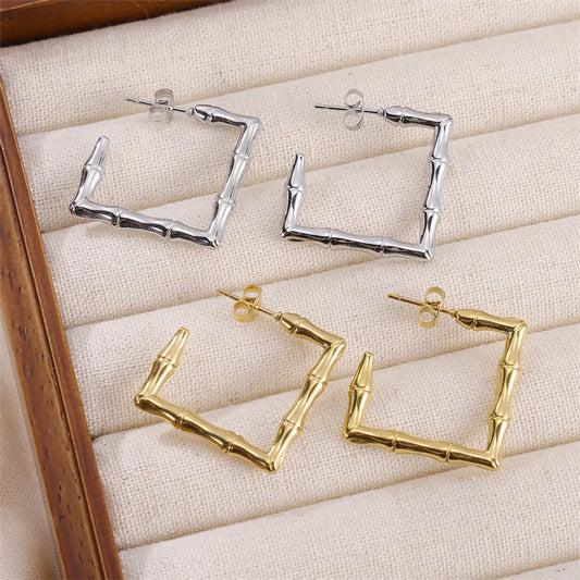 1 Pair Simple Style Solid Color Plating Stainless Steel 18k Gold Plated Earrings