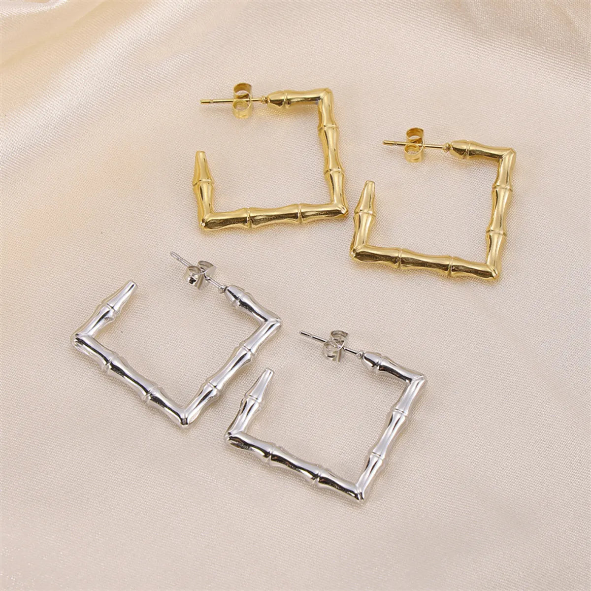 1 Pair Simple Style Solid Color Plating Stainless Steel 18k Gold Plated Earrings