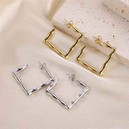 1 Pair Simple Style Solid Color Plating Stainless Steel 18k Gold Plated Earrings