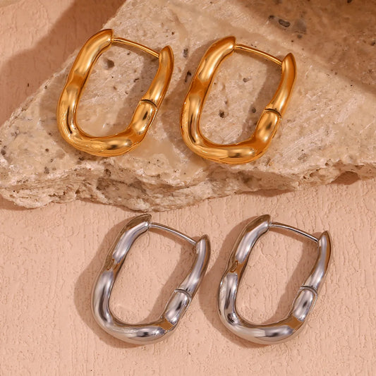 1 Pair Simple Style Solid Color Plating Stainless Steel 18k Gold Plated Earrings