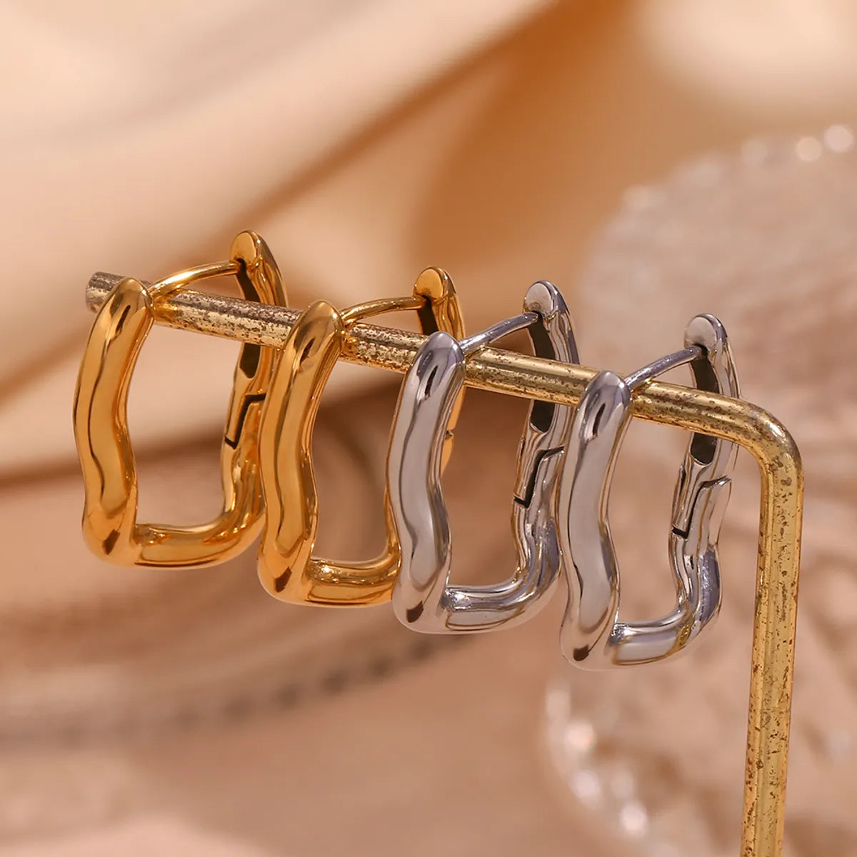 1 Pair Simple Style Solid Color Plating Stainless Steel 18k Gold Plated Earrings