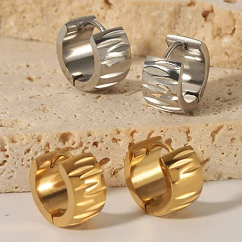 1 Pair Simple Style Solid Color Plating 201 Stainless Steel 18K Gold Plated Earrings