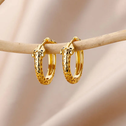 1 Pair Simple Style Solid Color Plating Stainless Steel 18k Gold Plated Earrings