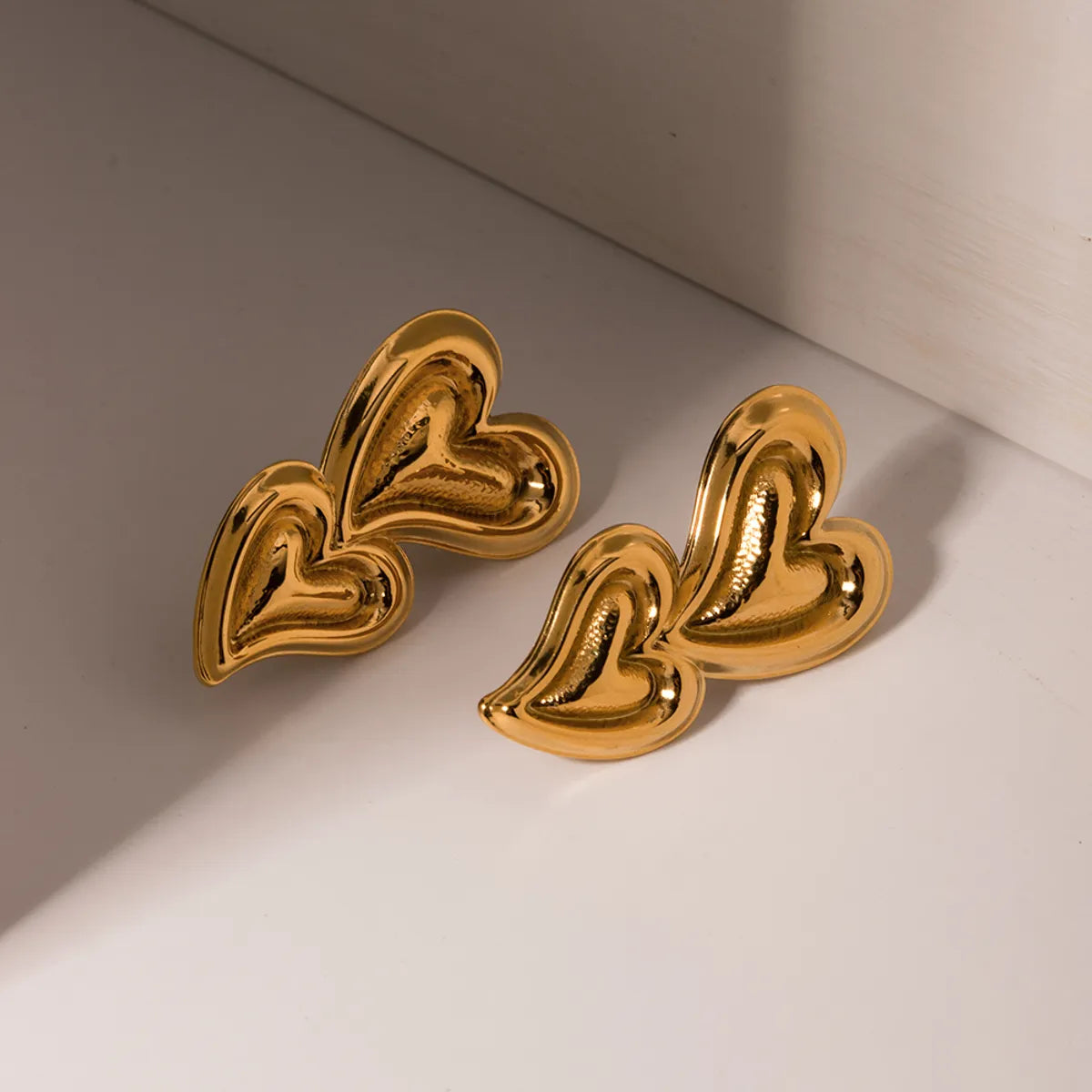 1 Pair Simple Style Solid Color Plating Stainless Steel 18k Gold Plated Earrings