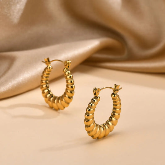 1 Pair Simple Style Solid Color Plating Stainless Steel 18k Gold Plated Earrings