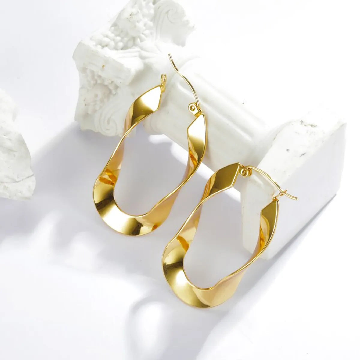 1 Pair Simple Style Solid Color Plating Stainless Steel 18k Gold Plated Earrings