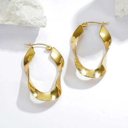 1 Pair Simple Style Solid Color Plating Stainless Steel 18k Gold Plated Earrings