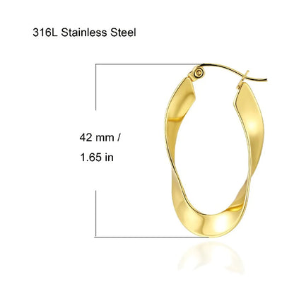 1 Pair Simple Style Solid Color Plating Stainless Steel 18k Gold Plated Earrings