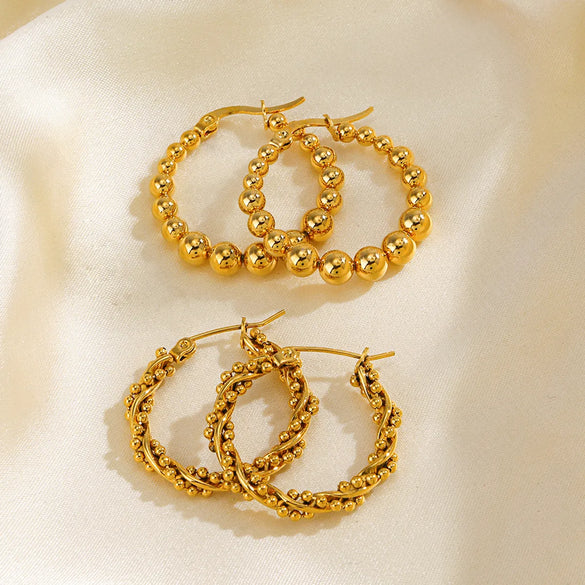 1 Pair Simple Style Solid Color Plating Stainless Steel 18k Gold Plated Earrings