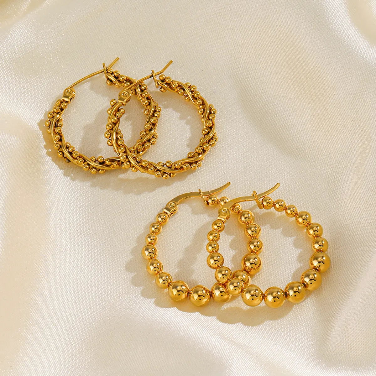 1 Pair Simple Style Solid Color Plating Stainless Steel 18k Gold Plated Earrings