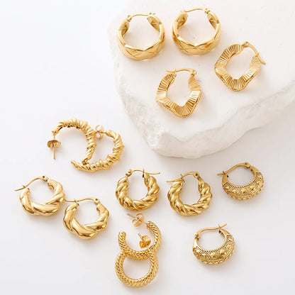 1 Pair Simple Style Solid Color Plating Stainless Steel 24k Gold Plated Ear Studs