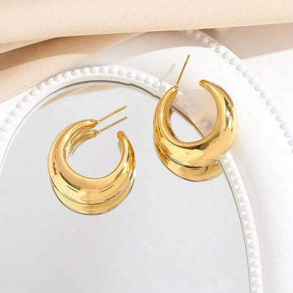 1 Pair Simple Style Solid Color Plating Stainless Steel 24k Gold Plated Ear Studs