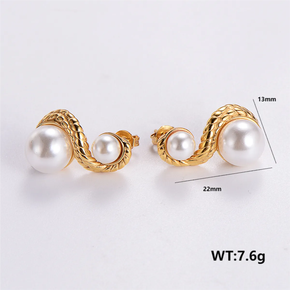 1 Pair Simple Style Solid Color Plating Stainless Steel 24k Gold Plated Ear Studs