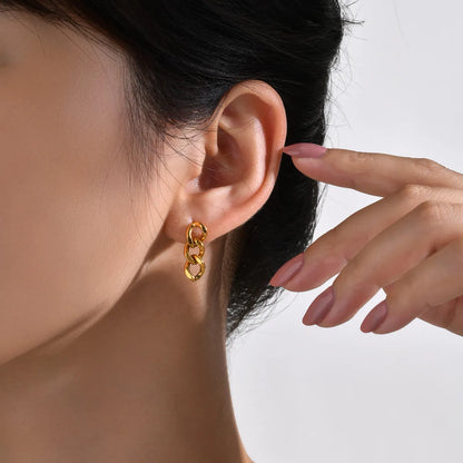 1 Pair Simple Style Solid Color Plating 201 Stainless Steel Gold Plated Drop Earrings