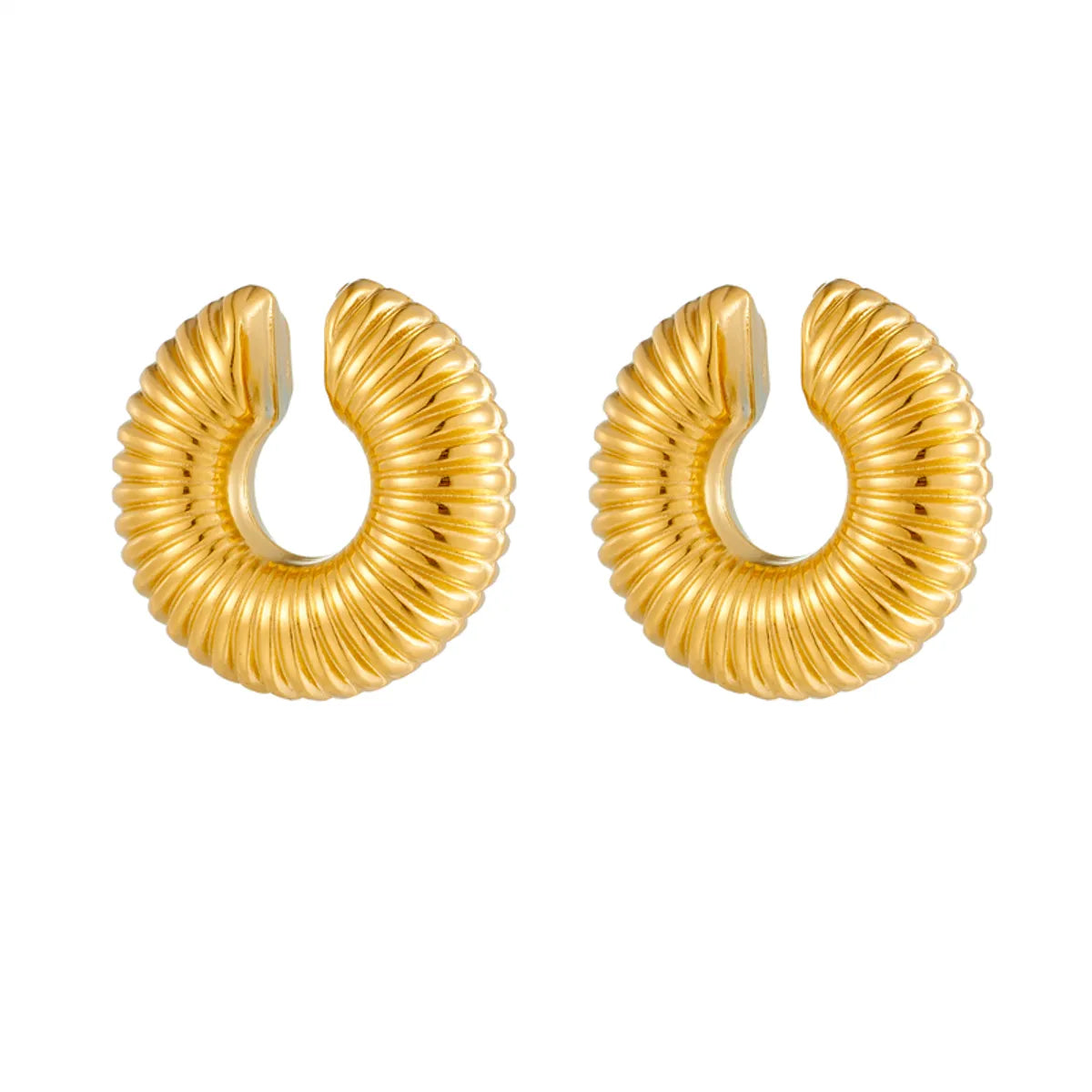 1 Pair Simple Style Solid Color Plating Stainless Steel Gold Plated Ear Cuffs