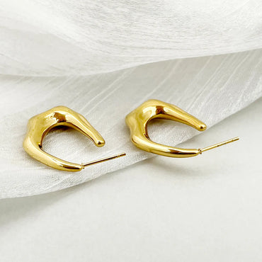 1 Pair Simple Style Solid Color Plating 304 Stainless Steel Gold Plated Ear Studs