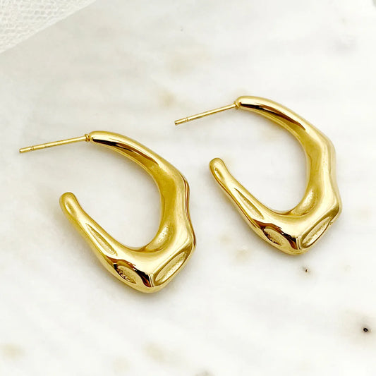 1 Pair Simple Style Solid Color Plating 304 Stainless Steel Gold Plated Ear Studs