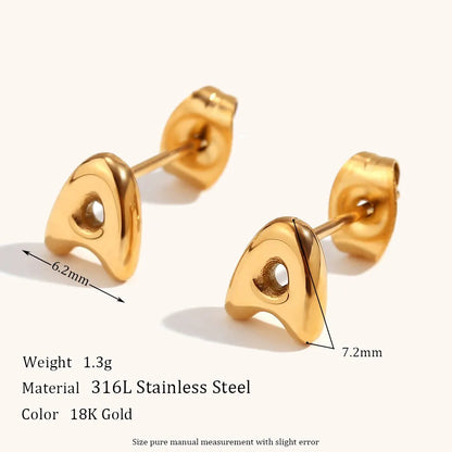 1 Pair Simple Style Solid Color Plating Stainless Steel Gold Plated Ear Studs