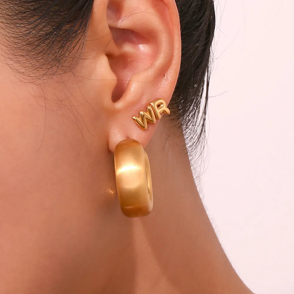 1 Pair Simple Style Solid Color Plating Stainless Steel Gold Plated Ear Studs